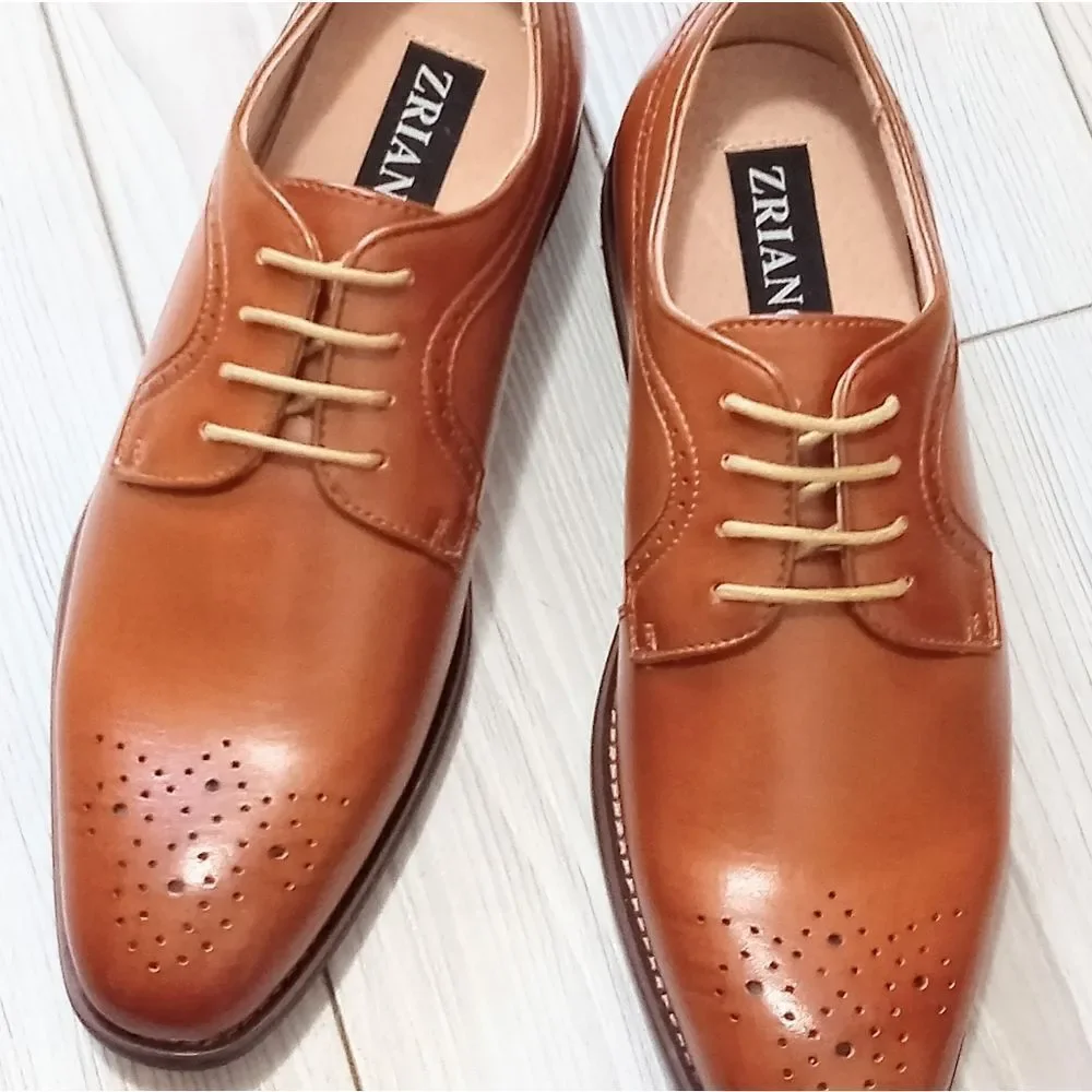 (S-4470) Zriang Mens Classic Brogue Dress Shoes Leather Lined Oxfords Sz 7